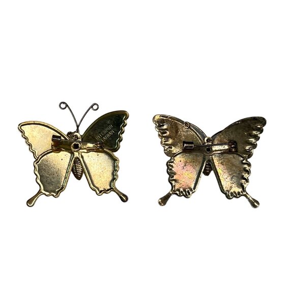 Vintage Butterfly Brooch Pins Set Enamel & Metal Made In Taiwan 2 Inches - Picture 4 of 7